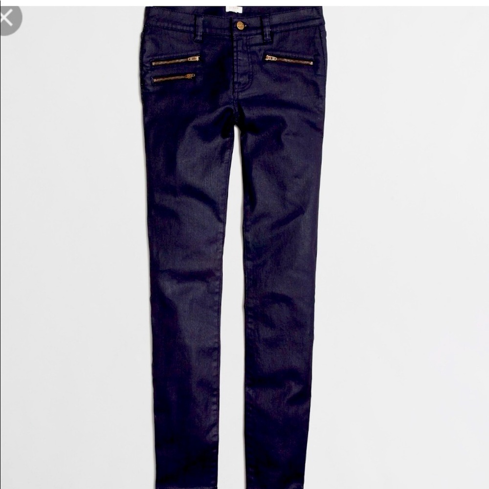 J CREW skinny coated zip pocket black denim